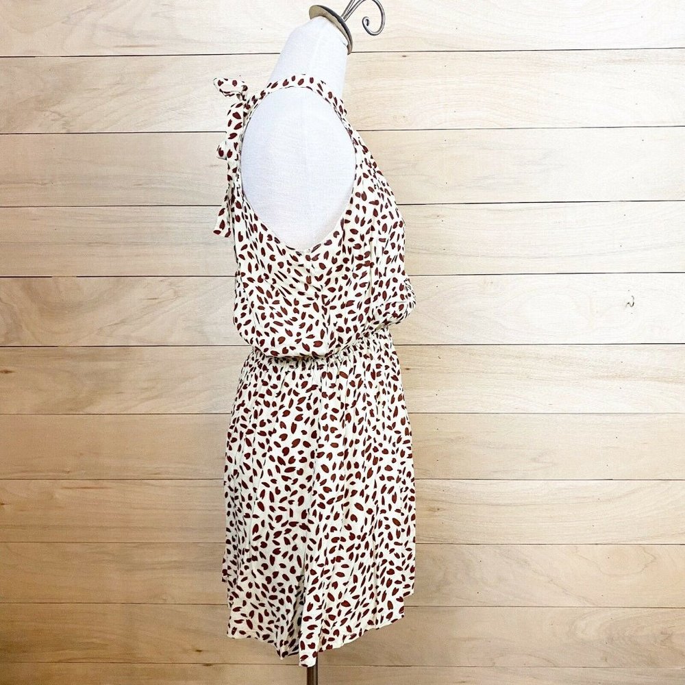 Coeur De Vague Women Ivory Casual Tie Neck Halter High Neck Printed Dress L - Picture 4 of 10